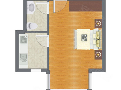1室0厅 41.00平米户型图