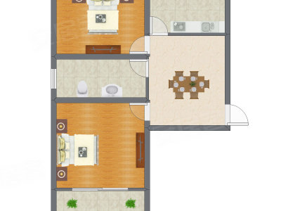 2室1厅 57.90平米