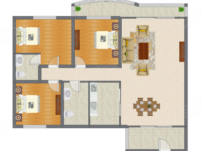3室2厅 110.00平米户型图