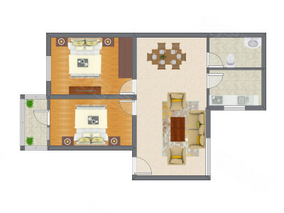 2室2厅 99.29平米户型图