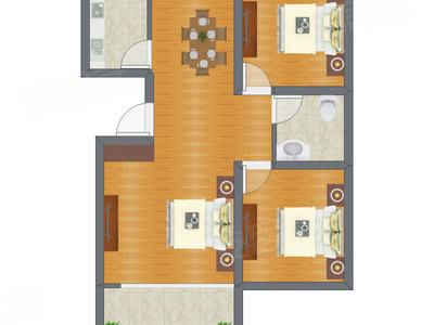 3室1厅 55.16平米