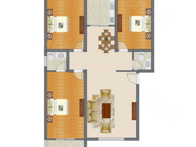 3室2厅 126.32平米户型图
