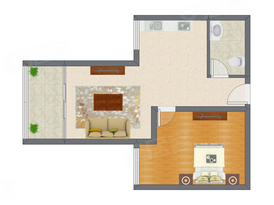 1室1厅 46.00平米户型图