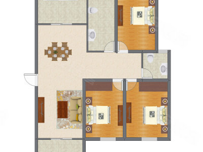 3室1厅 123.98平米