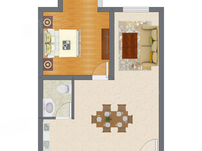 1室2厅 72.85平米户型图