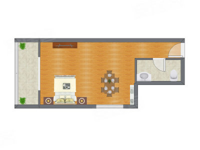 1室0厅 55.40平米户型图
