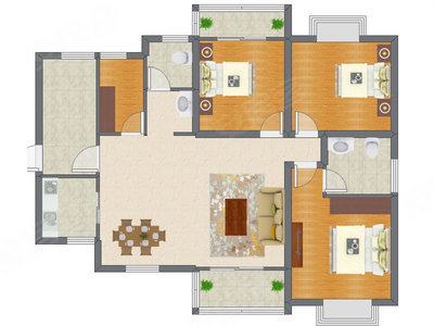 3室2厅 99.53平米户型图