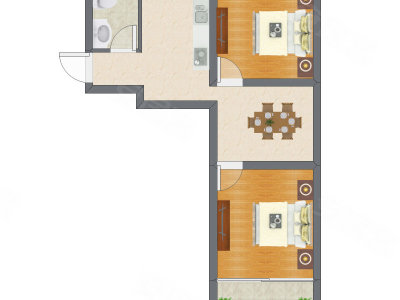 2室1厅 48.00平米
