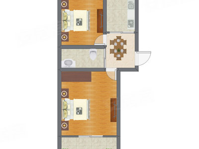 2室1厅 41.62平米
