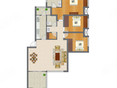 3室2厅 127.59平米