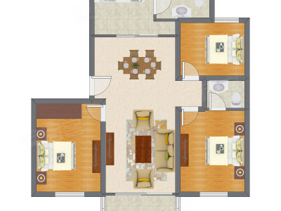 3室2厅 111.58平米