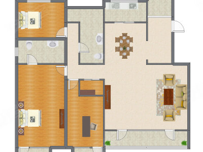 2室2厅 160.00平米