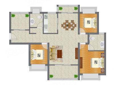 3室1厅 134.00平米户型图