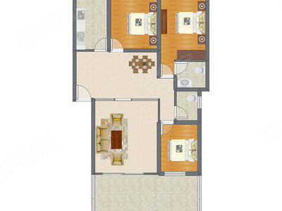 3室2厅 145.83平米户型图