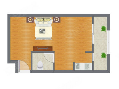 1室0厅 47.98平米户型图