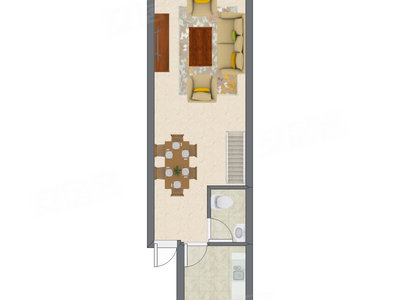 2室1厅 30.64平米户型图