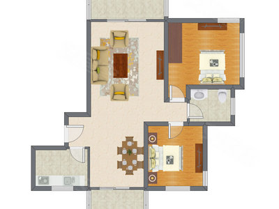 2室2厅 99.44平米