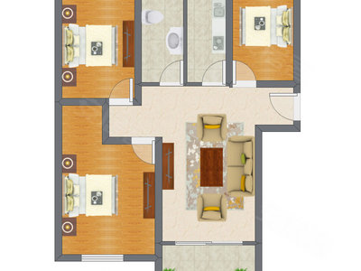 3室1厅 83.10平米