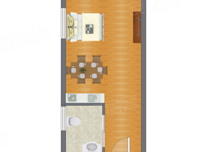 1室0厅 40.65平米户型图