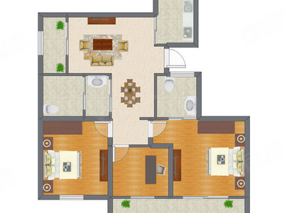 3室1厅 78.57平米