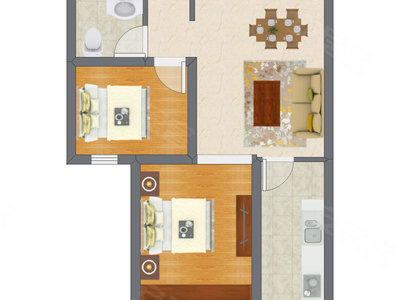 2室2厅 59.00平米户型图