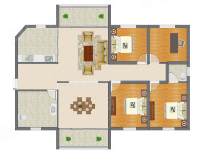 3室2厅 121.62平米