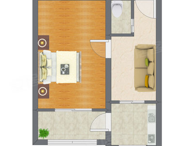 1室1厅 41.92平米户型图