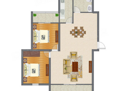 2室2厅 85.00平米