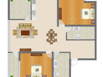 2室2厅 138.42平米户型图