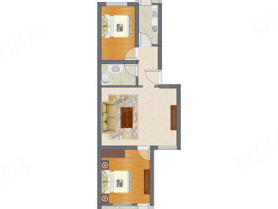 2室1厅 80.72平米户型图