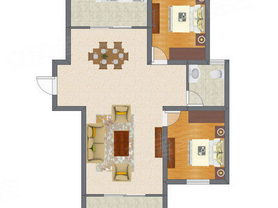 2室1厅 75.88平米户型图