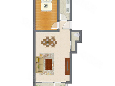 2室1厅 39.56平米