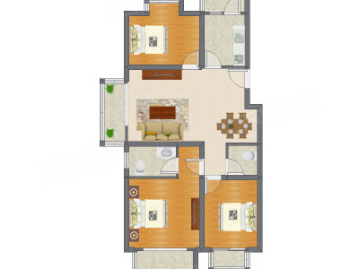 3室2厅 76.75平米