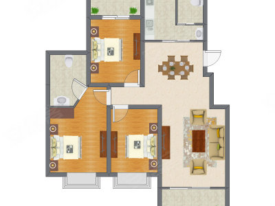 3室2厅 94.98平米