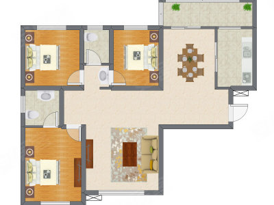 3室2厅 128.18平米