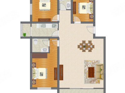3室2厅 98.73平米