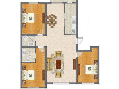 3室2厅 161.00平米