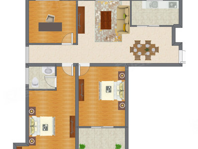 3室2厅 127.45平米户型图