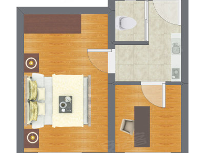 2室0厅 35.98平米户型图