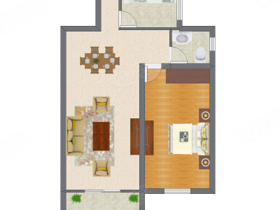 1室1厅 54.73平米