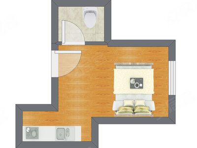 1室0厅 23.10平米户型图