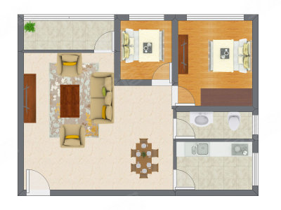 2室1厅 75.20平米户型图