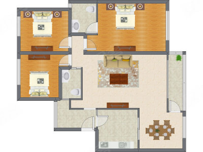 3室2厅 127.76平米