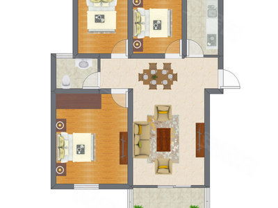 3室1厅 65.15平米
