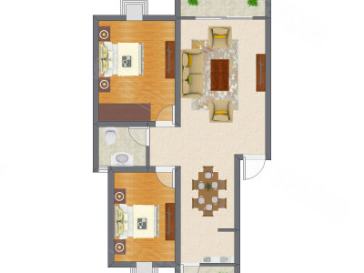 2室2厅 65.60平米