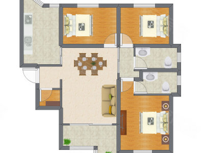 3室2厅 99.54平米户型图