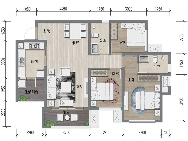 滨江睿城3室2厅83㎡98万二手房图片