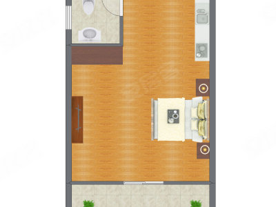 1室1厅 47.99平米