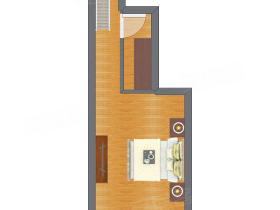 1室1厅 21.15平米户型图