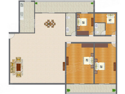 4室2厅 255.60平米户型图